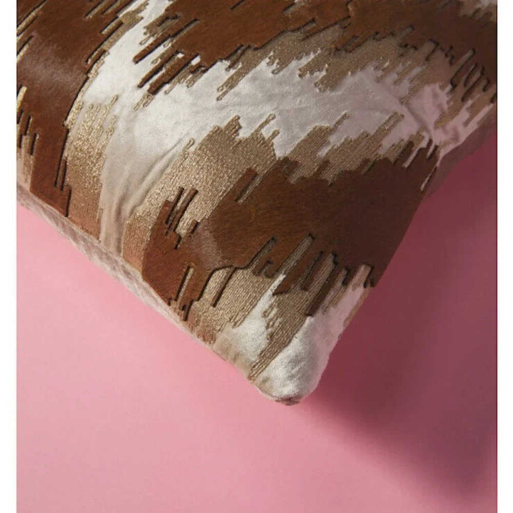 Callisto Home Velvet Leather Abstract Chevron Pillow